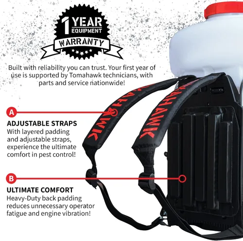 Vista 6 de Tomahawk Power 3HP Mochila Mosquito Fogger Soplador de hojas 3.7 galones Tanque de jardín Pulverizador (Turbo Fogger + Boquilla ULV)