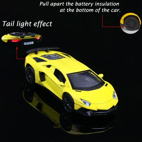 Vista 5 de iLooboo Vehículo de juguete coleccionable Lamborghini de aleación con luces y sonido