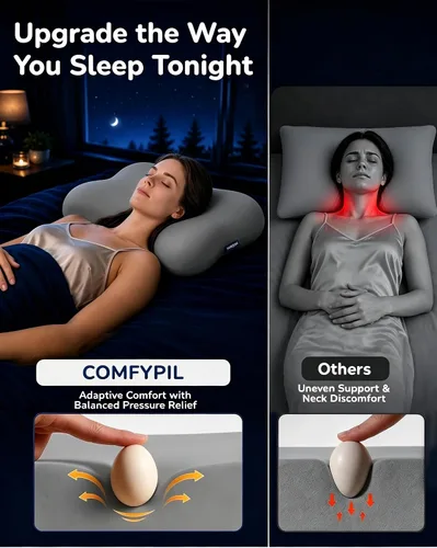 Vista 8 de Almohada cervical para dormir, almohadas de espuma viscoelástica Gris