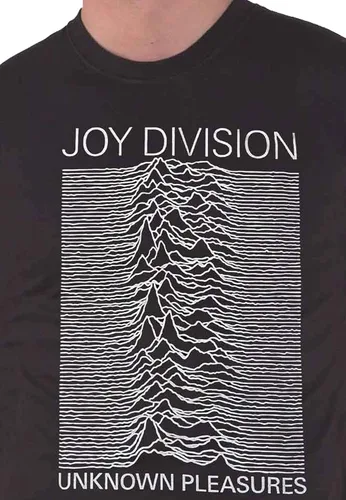 Vista 3 de Joy Division Camiseta Unknown Pleasures Blanco Sobre Negro Logo Oficial Hombres Negro
