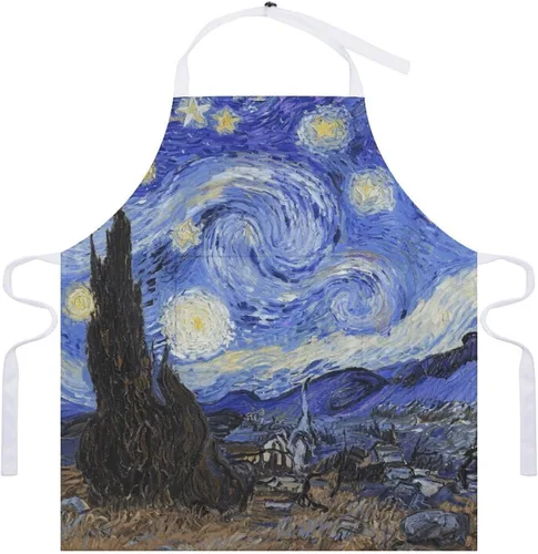 Vista 7 de MUSM Apron for Adults - 27.6 X 31.5 Inch, Heavy-Duty Polyester Aprons with Two Large Pockets, Waterproof The Starry Night Kitchen Apron for Cooking