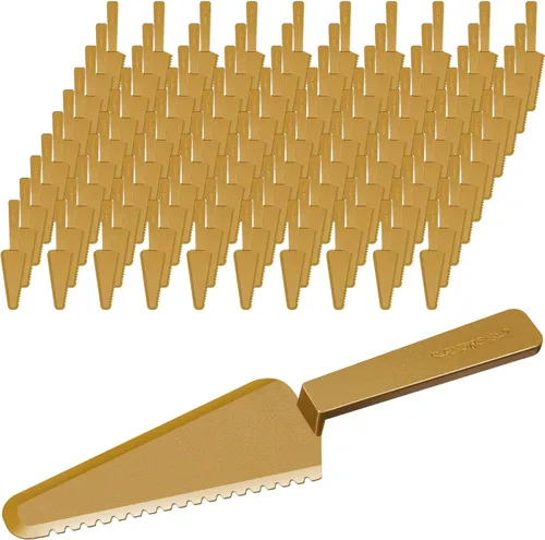 Vista 11 de Suclain 50 piezas de cortador de pasteles desechables negros a granel de 9.1 pulgadas, servidor de plástico para tartas, espátula, cuchillos, tarta