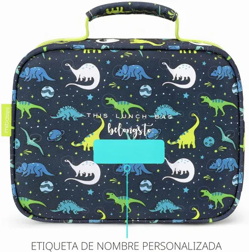 Vista 5 de lonchera infantil con aislamiento térmico para niñas y niños pequeños (galaxia y dinosaurios)