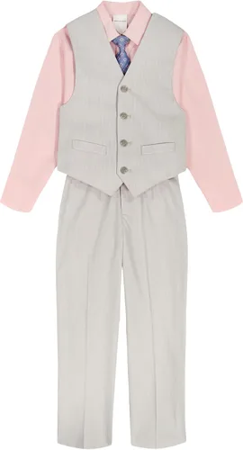 Vista 15 de Van Heusen Conjunto de traje formal de 4 piezas para niños, chaleco, pantalones, camisa de vestir con cuello y corbata