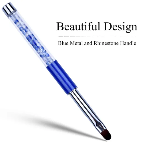 Vista 2 de 1 unids Oval UV Gel Nail Brush Rhinestone Mango Profesional Nail Art Herramientas Tamaño 8