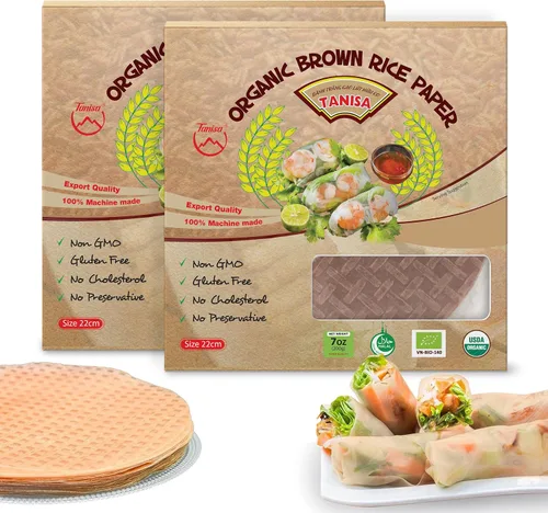 Vista 11 de TANISA Envoltura orgánica del papel del arroz integral, rollos frescos de los envoltorios del papel del arroz del rollo de la primavera sin gluten