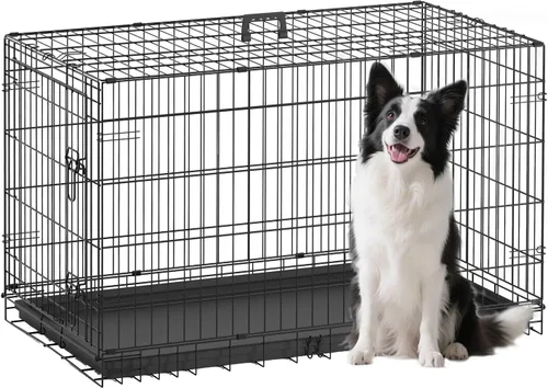 Vista 24 de [Usado] FDW Jaula para perros pequeños de 24 pulgadas plegable de metal con alambre para mascotas, doble puerta con panel divisor para interiores