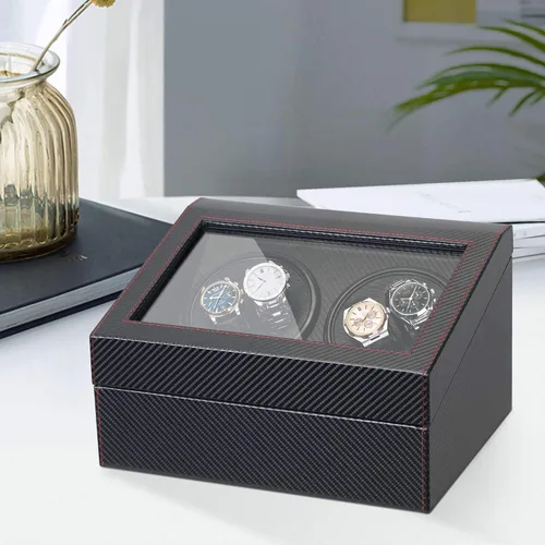 Vista 7 de Enrollador automático de reloj con 4 pantallas silenciosas de cuerda de reloj + 6 almohadas de reloj flexibles, funda de almacenamiento de cuero