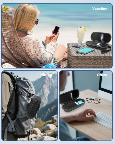 Vista 8 de Krypthos Estuche organizador de lentes de sol de viaje doble, bolsa de almacenamiento portátil de seguridad para hombres y mujeres, carcasa rígida