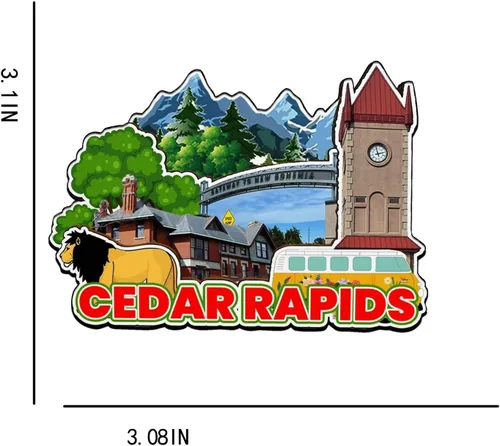 Vista 3 de Cedar Rapids Iowa USA - Imán de madera para nevera, monumentos 3D, recuerdos coleccionables, decoración hecha a mano -3167