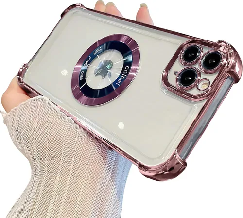 Vista 62 de Funda magnética transparente para iPhone 11, funda de lujo con cuatro esquinas brillantes, protección a prueba de golpes de grado militar