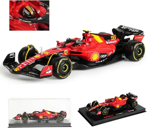 Vista 12 de 1/43 F1 2023 SF23 16# Charles Leclerc Scuderia SF23 55# Carlos Sainz aleación coche fundido a presión modelo modelo regalo (1/43 SF23 Monza #16)