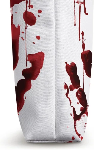 Vista 3 de Bolsa de mano blanca sangrienta con estampado de mano de sangre roja para Halloween
