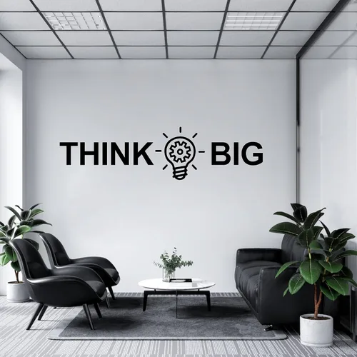 Vista 2 de Think Big Quote - Adhesivo de pared de vinilo para oficina y escuela, moderno, oficina, trabajo, decoración de sala de estudio, Y77 (grande, negro)