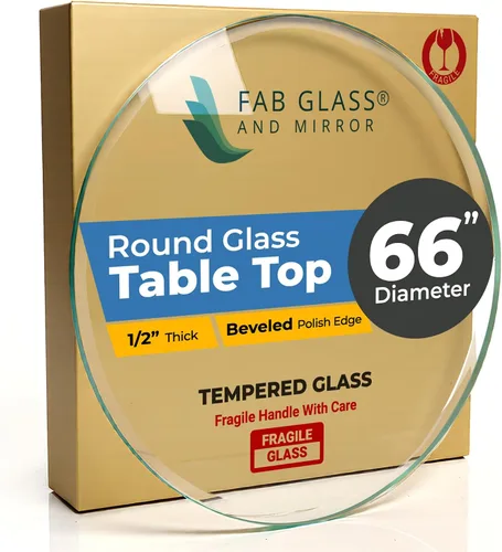 Vista 40 de Fab Glass - Mesa redonda de cristal de 48 in, grosor de 3/4 in, cristal pulido plano templado, Vidrio, Transparente