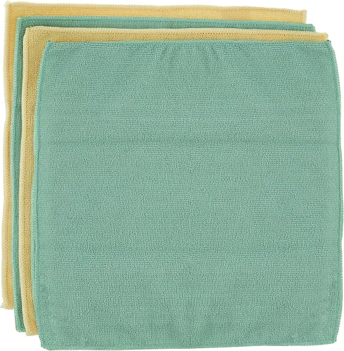 Vista 6 de Superio Paños de limpieza de microfibra, paquete de 4 (2 amarillas y 2 verdes), toallas absorbentes sin pelusa para automóviles, cocina, baño