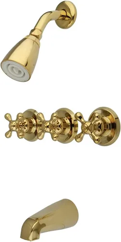 Vista 13 de Kingston Brass KB233AXAB Grifo victoriano de triple mango para bañera y ducha en latón antiguo