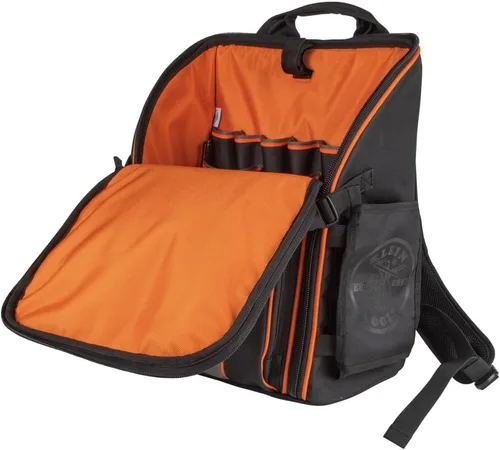 Vista 10 de Klein Tools 55482 Mochila para herramientas, organizador de herramientas resistente Tradesman Pro con 21 bolsillos e interior grande, resistente al