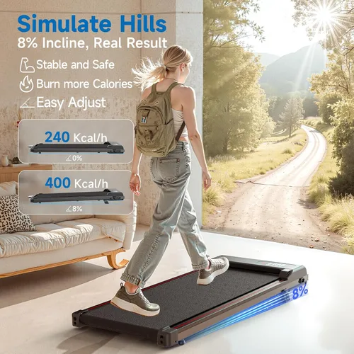 Vista 4 de Almohadilla para caminar con inclinación, caminadora debajo del escritorio para oficina en casa con ultra silenciosa <40 dB, 2.5 HP portátil