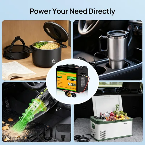 Vista 4 de ECO-WORTHY Batería de litio LiFePO4 de 12 V 50 Ah con panel solar portátil de 100 W, Bluetooth 5.0, protección a baja temperatura, se conecta al