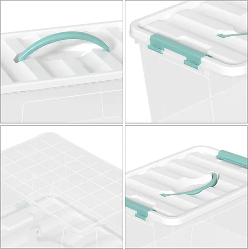 Vista 3 de Contenedores de almacenamiento apilables, contenedores de almacenamiento debajo de la cama con tapas, organizador de zapatos, contenedores