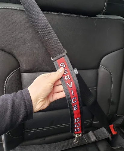 Vista 3 de ActiveDogs - Conector de cinturón de seguridad bordado de 15 pulgadas para perro, de alta visibilidad, dos tonos con correa de grado militar