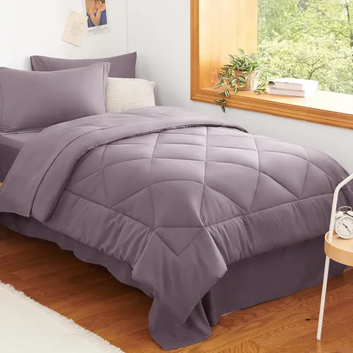 Vista 72 de CozyLux - Juego de edredón matrimonial de 82 x 86 pulgadas, color gris Gris claro