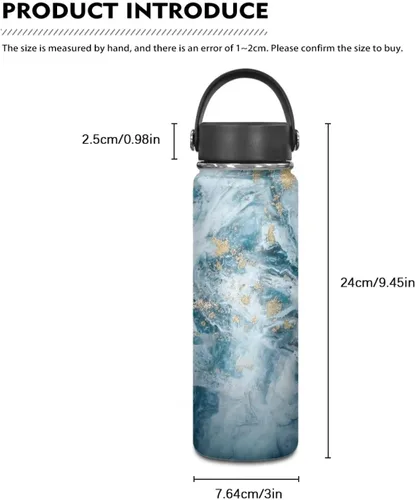 Vista 7 de Flashideas Botella de agua aislada con rayas de mármol, de acero inoxidable, multifuncional, sin BPA, mantiene las 24 horas frías 12 horas, regalos