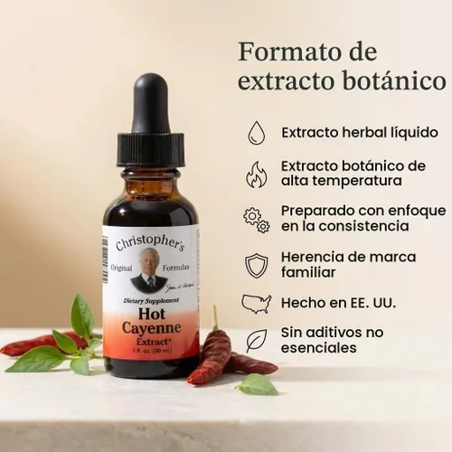 Vista 5 de Christopher's Original Formulas Extracto de Cayena Caliente, 1 fl oz - Suplemento herbario natural