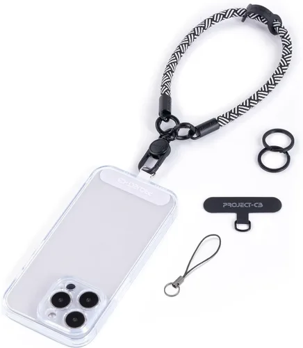 Vista 10 de 1 correa de muñeca para teléfono, 2 correas para teléfono, correa de muñeca para teléfono, llavero, llavero (negro)