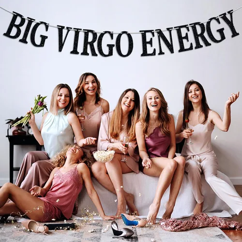 Vista 5 de Bandera energética Big Virgo, temporada de Virgo, decoración de fiesta de cumpleaños de agosto/septiembre, 12 suministros de decoración de fiesta