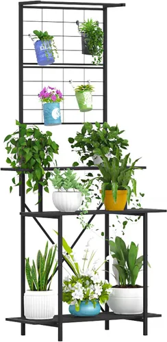 Vista 7 de Estante colgante para macetas, resistente soporte para plantas, enrejado, soporte para plantas de múltiples capas para el hogar, jardín, balcón