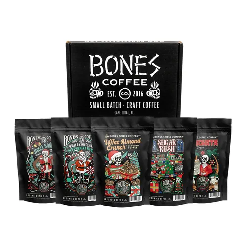 Vista 13 de Bones Coffee Company The Nightmare Before Christmas Caja de Coleccionista 5 Cafés de Sabores Granos de Arábica Bajo en Ácido Tostado Medio Café