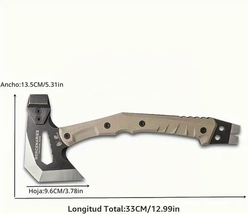 Vista 2 de HX OUTDOORS Mercenarys - Hachas de ingeniero táctico multifuncional, a prueba de explosiones, para campamento, artillería, martillo de rescate
