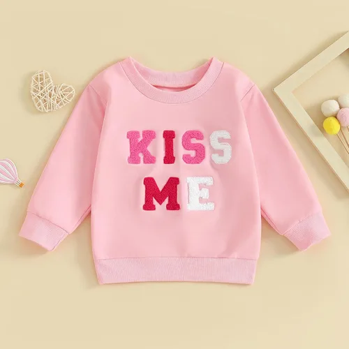 Vista 2 de SOLILOQUY Traje de San Valentín para bebé, niña, niño, amor, estampado de corazón, sudadera de manga larga, sudadera de otoño para bebé