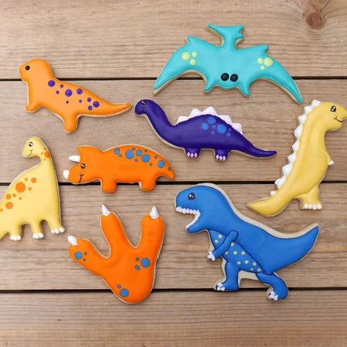 Vista 5 de Juego de cortador de galletas de dinosaurio, 8 piezas, acero inoxidable