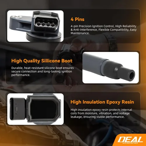 Vista 5 de DEAL Paquete de bobinas de encendido, compatible con Toyota Tundra/4Runner/Land Cruiser/Sequoia Lexus GS430/GX470/LS430/LX470/SC430 4.3L 4.7L V8