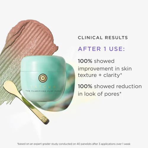 Vista 3 de TATCHA The Clarifying Clay Mask Tratamiento exfoliante de poros crea una sensación de calentamiento para abrir y purificar los poros, 1.7 fl oz