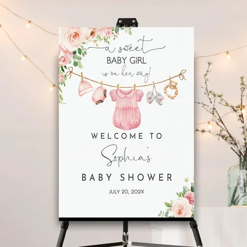Vista 14 de Letrero personalizado de flores silvestres para baby shower, letrero de bienvenida para baby shower, decoración de fiesta de plástico con estacas