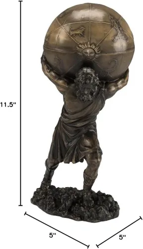 Vista 4 de Veronese Design Atlas bronce sosteniendo la estatua de la esfera celestial/caja de almacenamiento