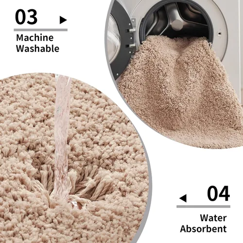 Vista 5 de Disolla - Alfombra antideslizante pequeña y esponjosa para el suelo del baño, lavable, afelpada, para ducha, absorbente, color beige, 17 x 24