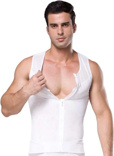 Vista 2 de BaronHong Original Zip Up - Camisa de compresión para hombre para ocultar ginecomastia mobs