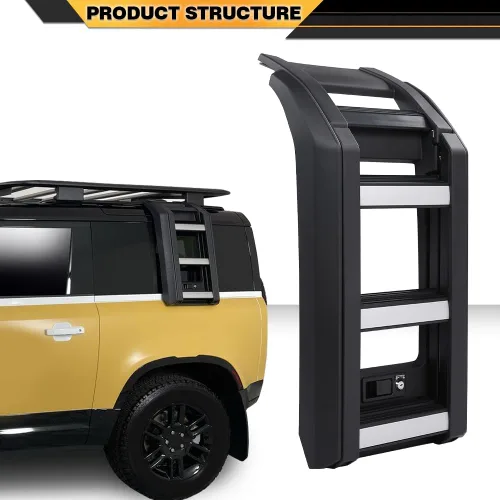 Vista 7 de CNNELL Escalera de acceso lateral para portaequipajes compatible con Land Rover Defender 90/110 2020-2023 L663