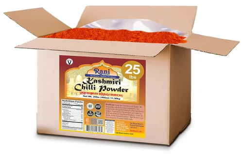 Vista 4 de Rani Kashmiri - Chile en polvo (Deggi Mirch, bajo calor) Especia india molida 25lbs (11.36kg) Caja a granel ~ 100% natural Sin sal Vegano Sin