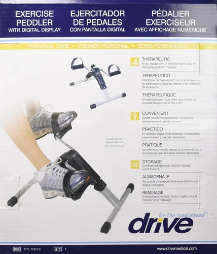 Vista 10 de Drive Medical Pedal para ejercicio plegable de lujo con pantalla electrónica, negro Modelo # RTL10273