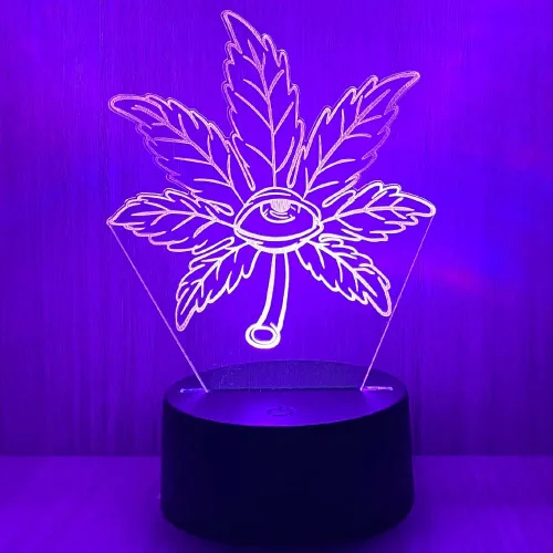 Vista 3 de 420 hojas 3D LED lámpara de mesa luz nocturna ilusión visual óptica decoración del hogar iluminación