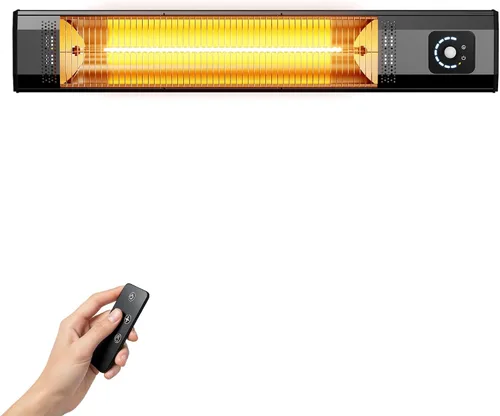 Vista 8 de Calentador eléctrico para patio al aire libre, calentador de torre infrarrojo de 27 pulgadas con calefacción instantánea de 1200 W, impermeable