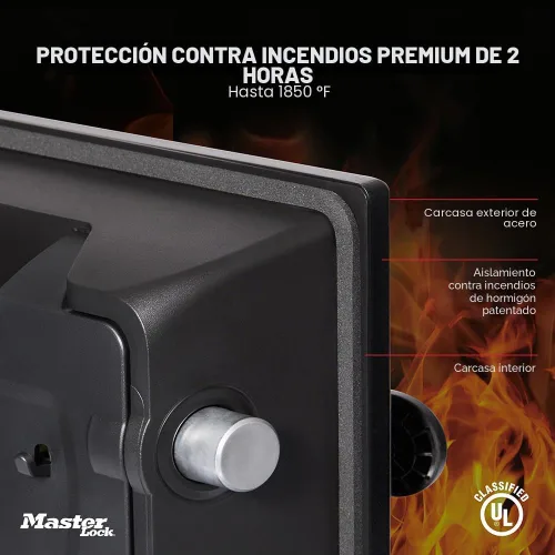 Vista 4 de Master Lock - Caja de seguridad premium negra a prueba de fuego y agua con teclado digital, 0.82 pies cúbicos, STW082GTC