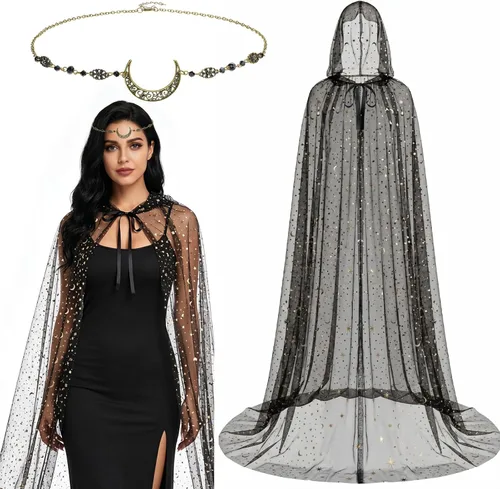 Vista 10 de Toulite 2 piezas de disfraz de bruja de Halloween para mujer Negro