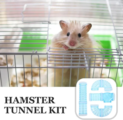 Vista 9 de UKCOCO Juego de tubos para hámster, túnel transparente para bricolaje, conector de ejercicio curvado, accesorios de jaula para hámster pequeños